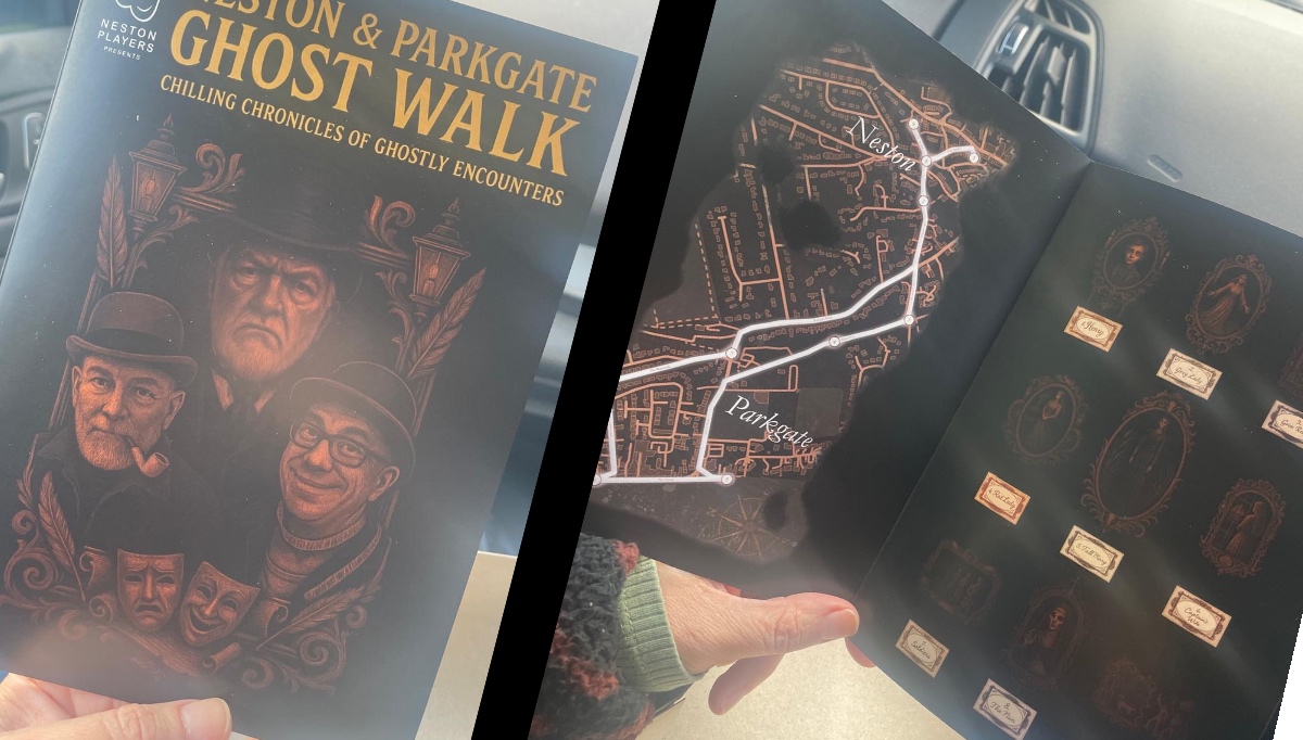 Ghost walk programme combining printed materials and visual design